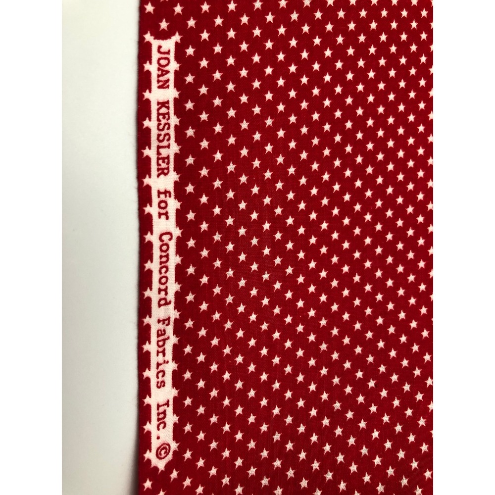 VTG Joan Kessler for Concord Fabrics Red White Star Print Cotton Fabric 42x76